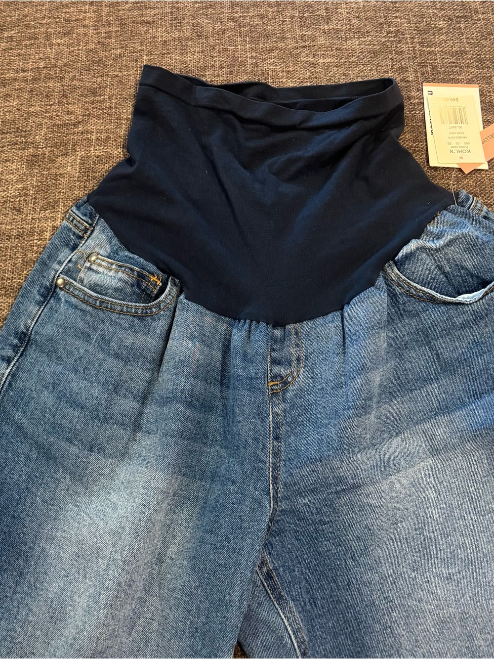 Motherhood Maternity Blue Denim Jeans with Navy Stretch Waistband
